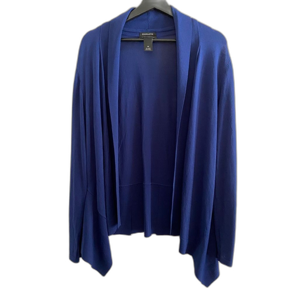 Boho M Blue Open Waterfall Cardigan Business Casual Minimalist Secretary OF23